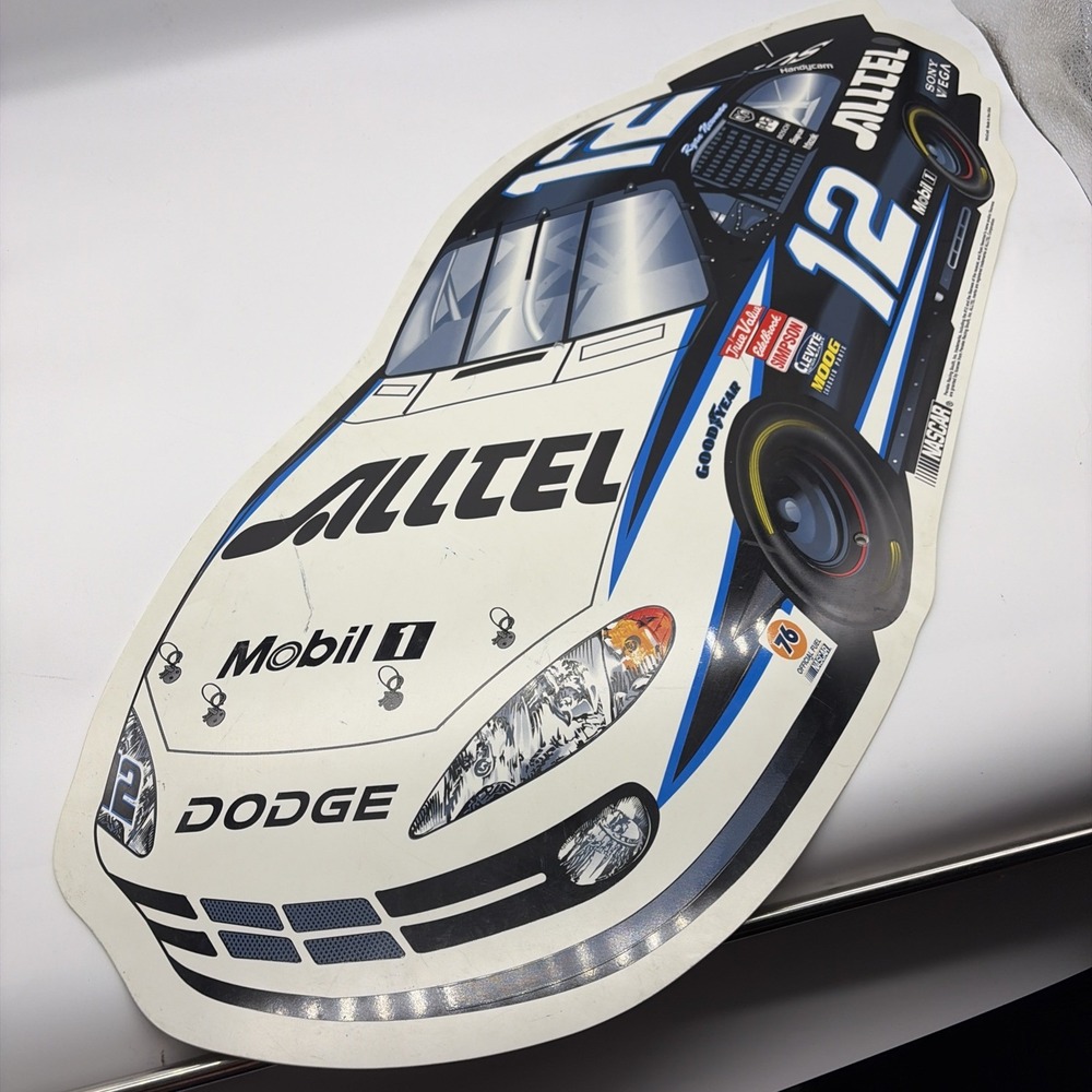 Vtg Ryan Newman #12 Alltel Dodge NASCAR 34" Die-Cut Plastic Garage Sign - Picture 3 of 6